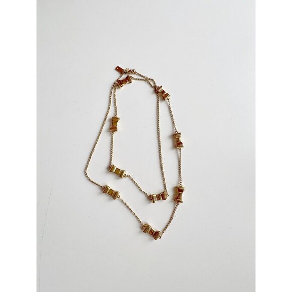 KATE SPADE Take a Bow 24K Gold Plated Station Scatter Bows Long Necklace - Picture 3 of 13